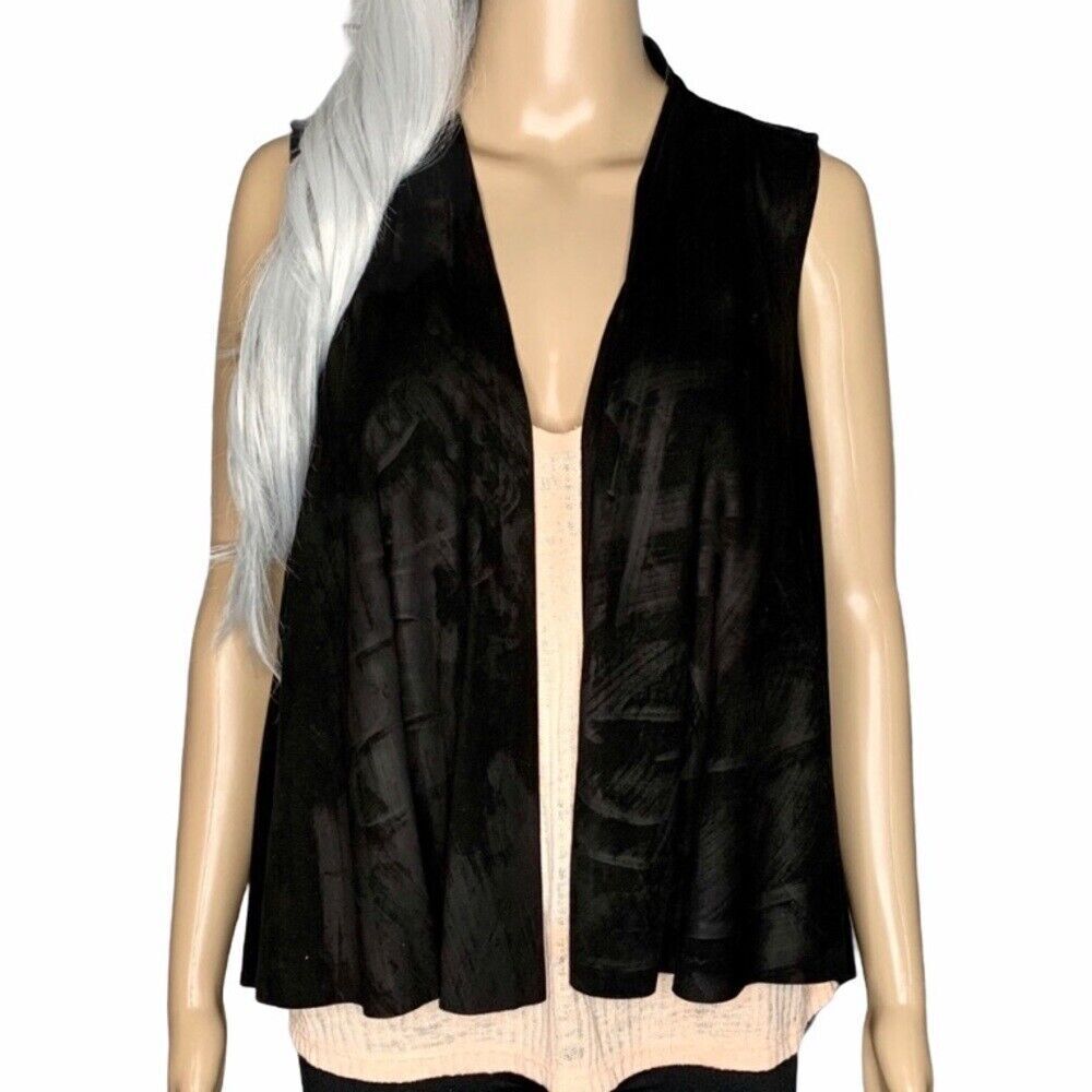 Alice & Olivia Lamb Suede Leather Open Front Vest Festival Boho Size XS